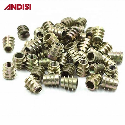 Salle de séjour Disque hexagonal en alliage de zinc Mini connecteur de clôture de caméra fixe Noix filetée Meubles en bois Noix d'insertion M6 M8