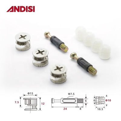 Combinaison Dowel Connecteur de meubles vis à cames plastique transparente élargissant fileté Manche à filetage Noix M6 Nylon Insert Lock Noix