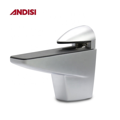Clampe à étagère en verre chrome en alliage de zinc avec pinceau réglable pour support en verre en forme de F