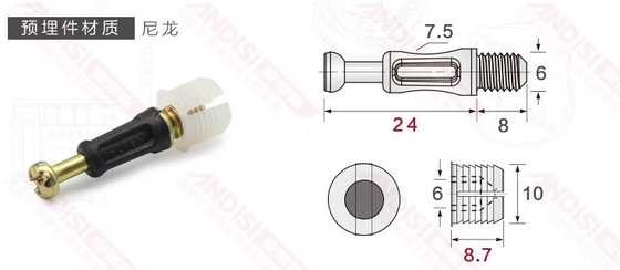 Home Office Connecteur de cabinet 3 en 1 Mini Fix Screw Cam Lock avec écrous en alliage de zinc
