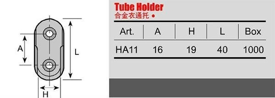 Longueur 44 mm Armoire en alliage de zinc pour tube ovale 30x15 mm support de tuyau ovale