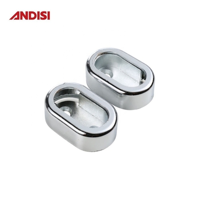 Support de tube de garde-robe en forme ovale en alliage de zinc pour le support de bâton de garde-robe en finition chrome